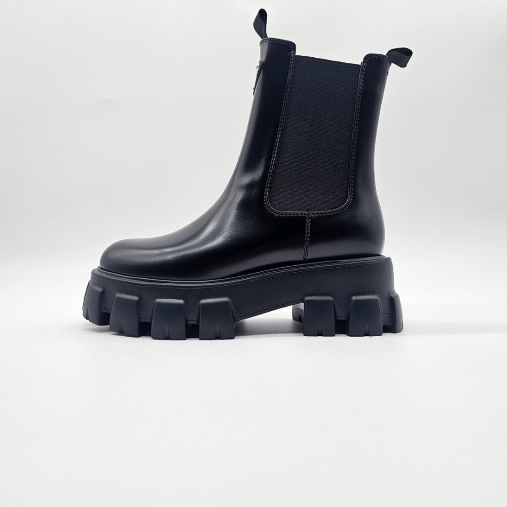 Prada Brushed Leather Chelsea Boots