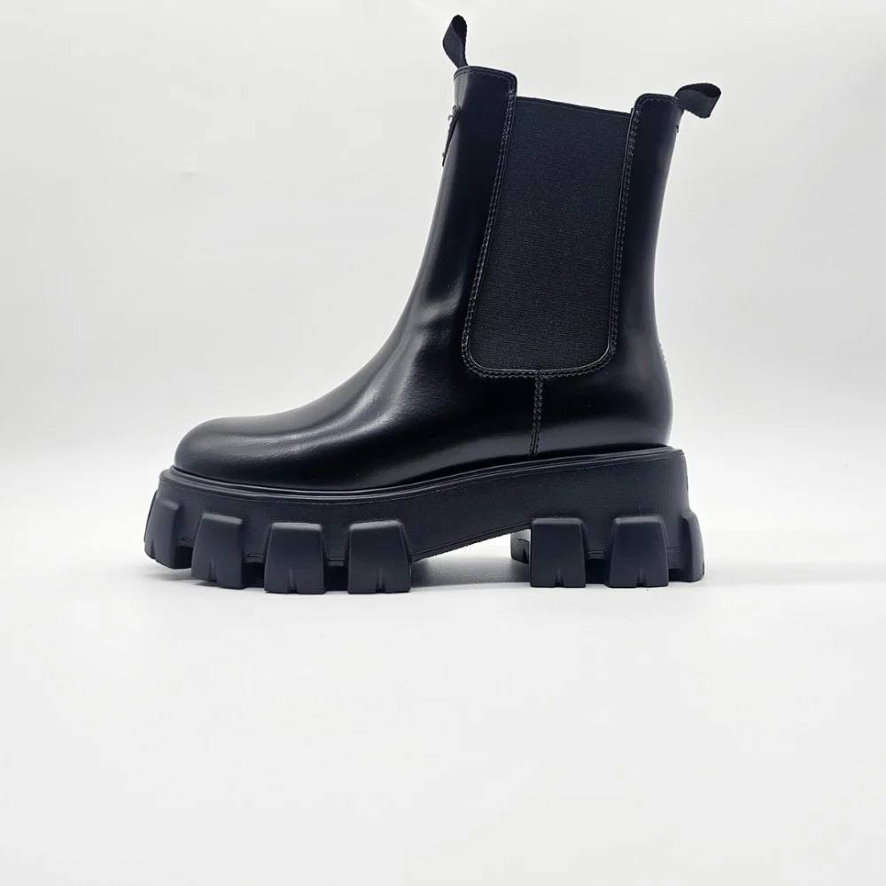 Prada Brushed Leather Chelsea Boots