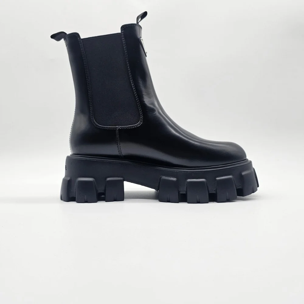 Prada Brushed Leather Chelsea Boots