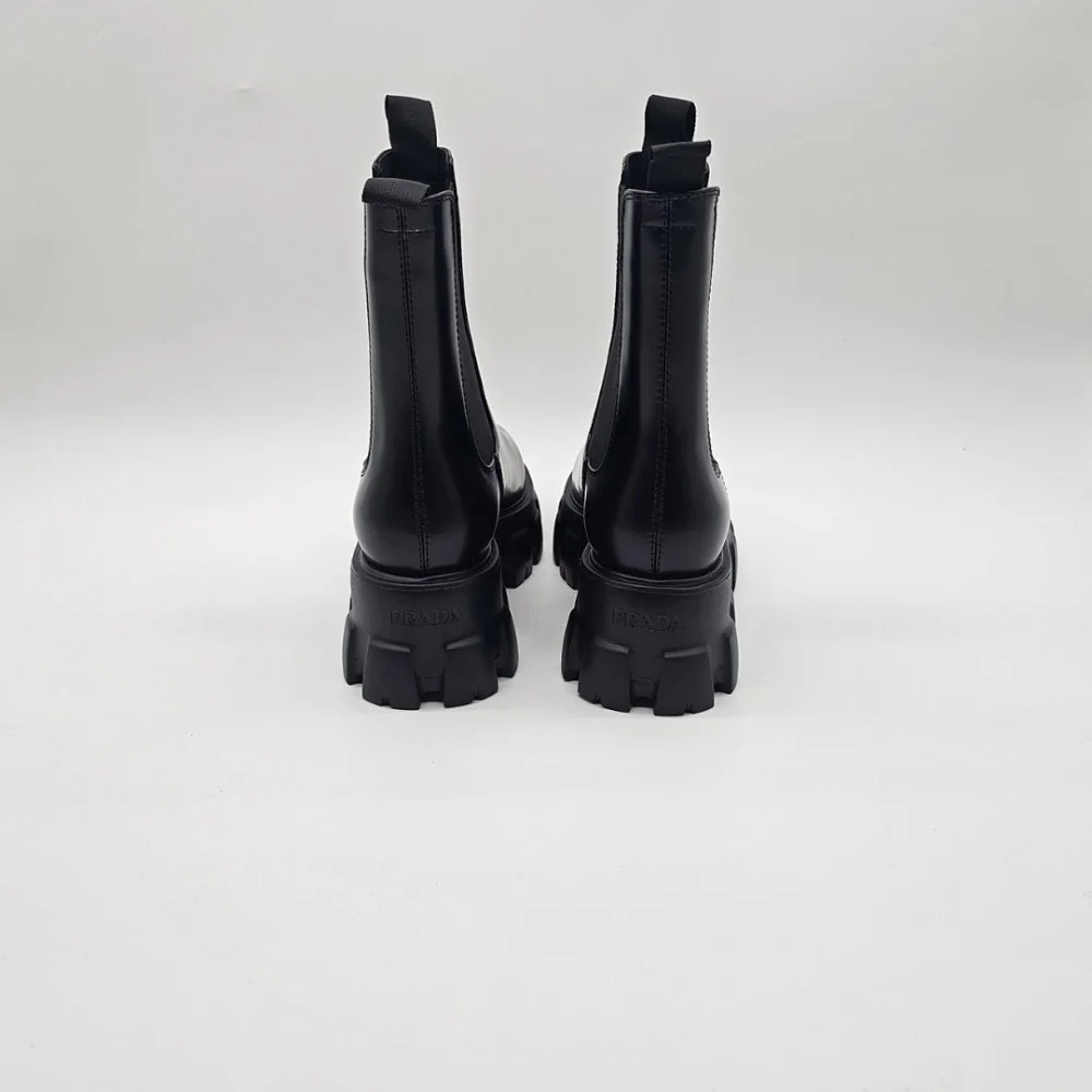 Prada Brushed Leather Chelsea Boots