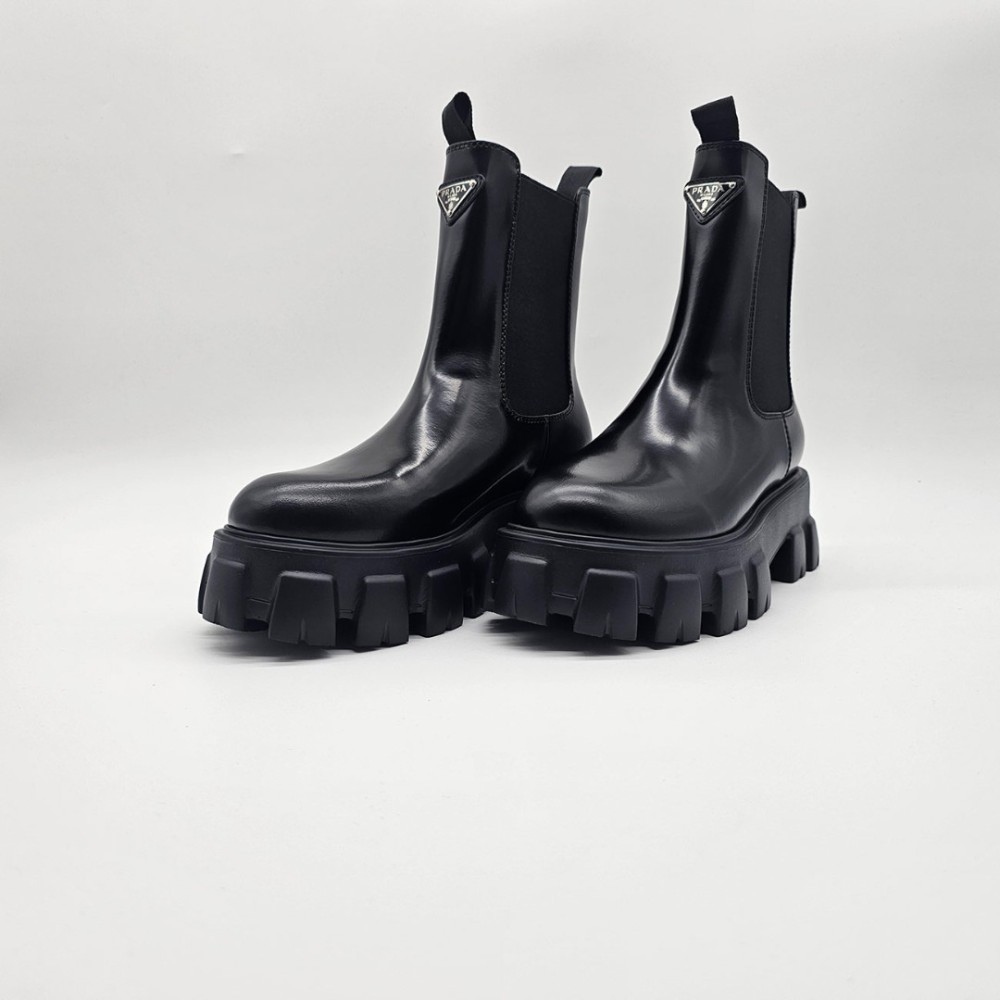 Prada Brushed Leather Chelsea Boots