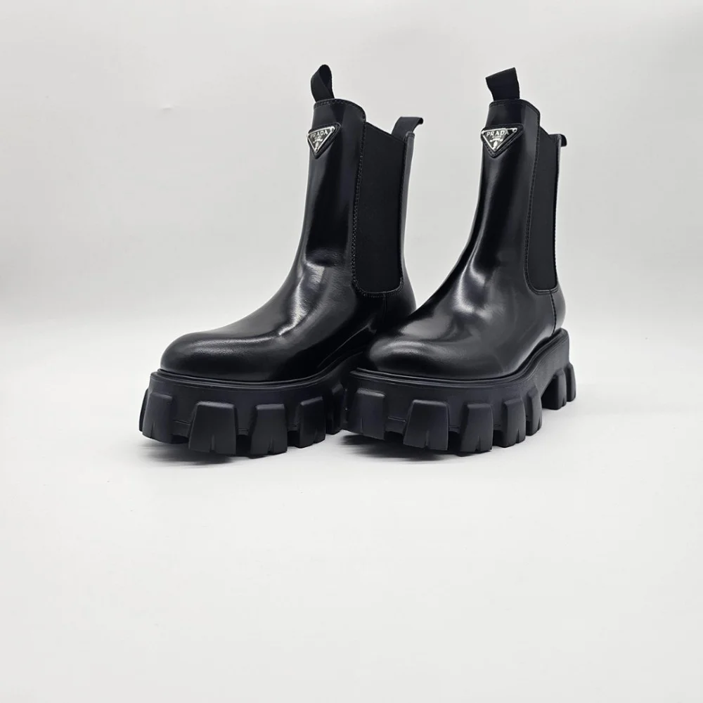 Prada Brushed Leather Chelsea Boots
